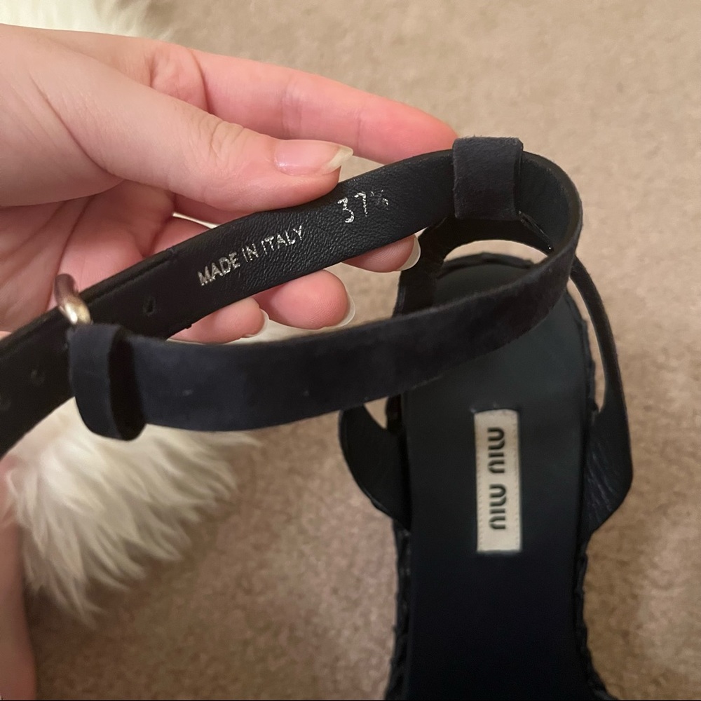 Women’s Miu Miu Dark Navy Blue Wedges Size 7.5 - image 2